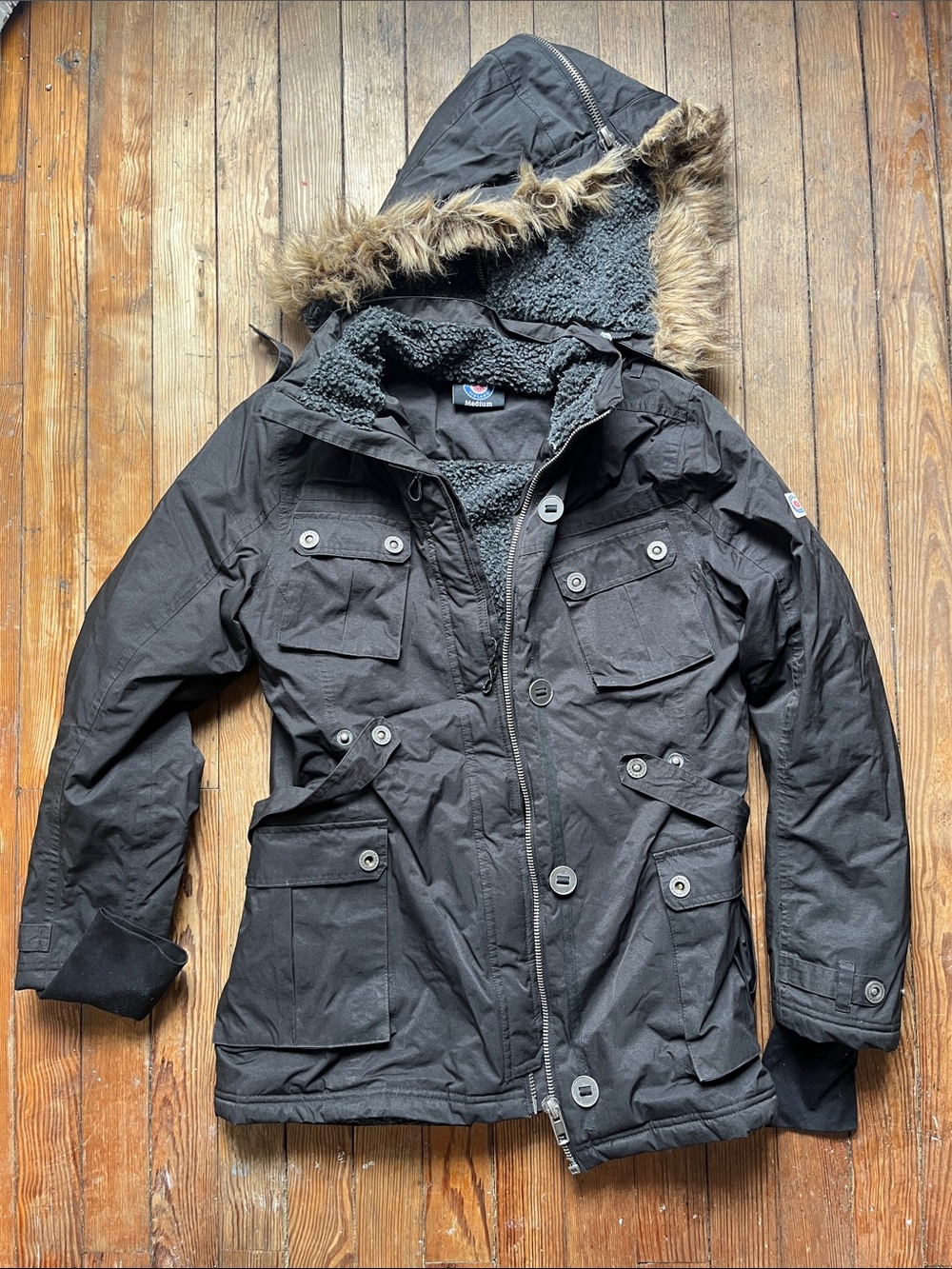 Women’s Black Ski & Snow Jacket with Faux Fur Hood